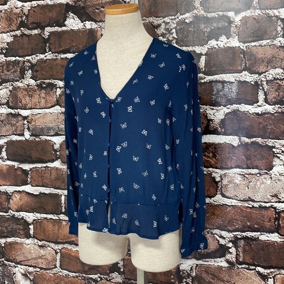 Rails Top Shirt Blouse Button Up Butterfly Print Small - Picture 6 of 12
